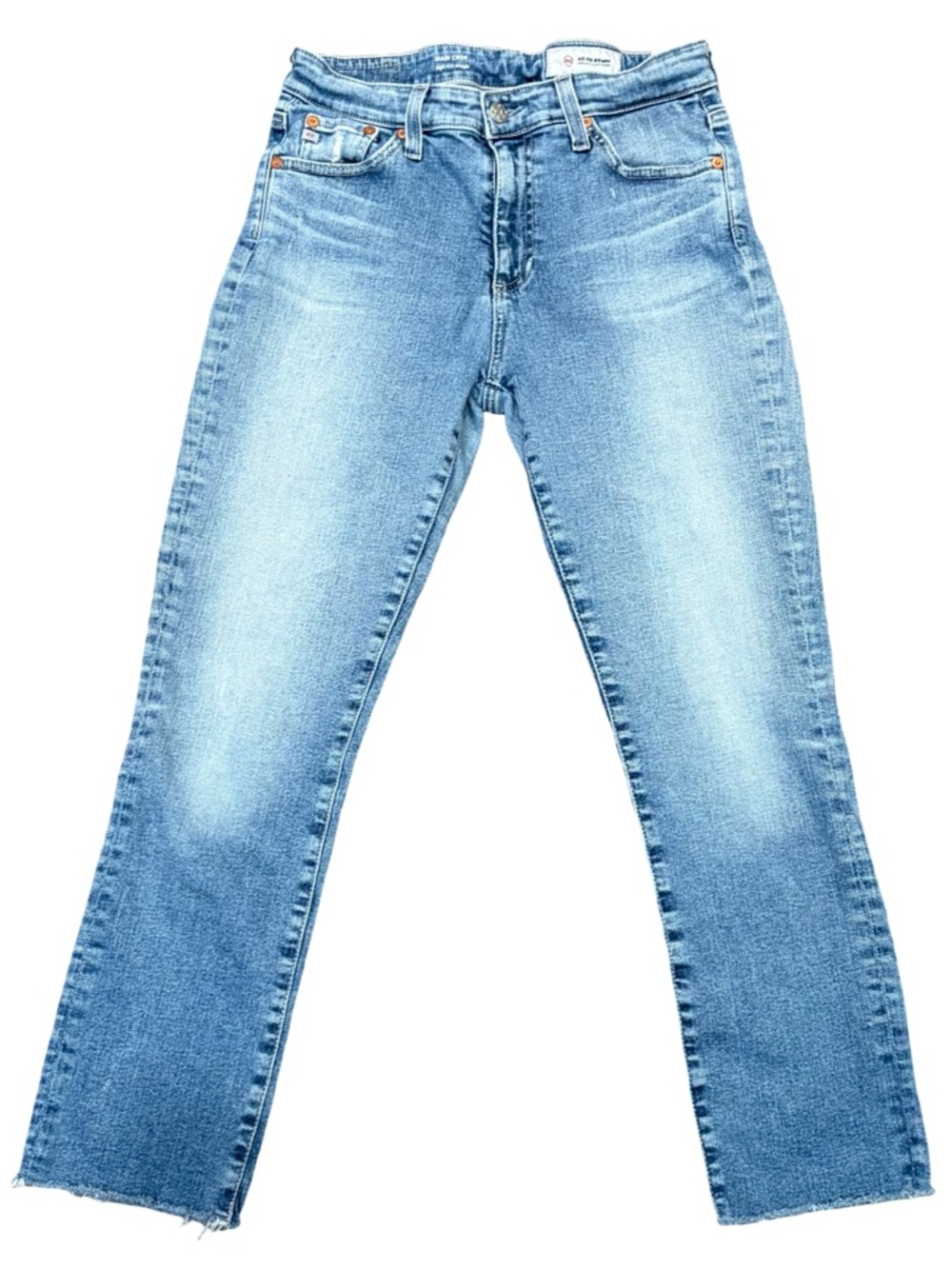 AG Adriano Goldschmied Mari Raw Hem High Waist Crop Straight Leg Jeans Size 27R